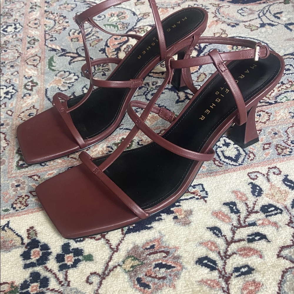 Marc Fisher Dennie Ankle Strap Sandal Square Toe Brown size 8.5
